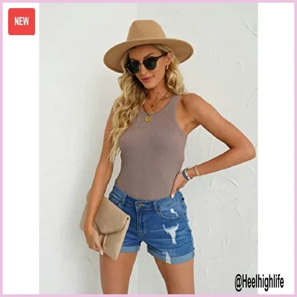 High Waisted Distressed Denim Shorts with Rolled Hem, Ripped Design - Picture 6 of 8